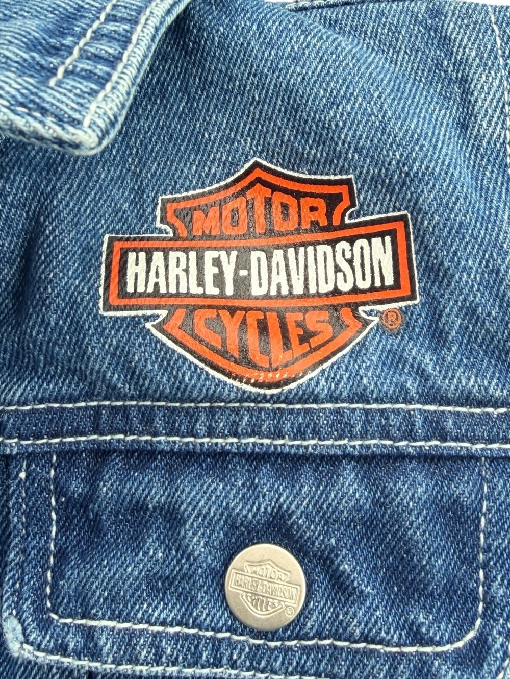 Harley-Davidson 🩵 Kids Denim Jacket Size 6/7 with Logo Patch - Picture 5 of 10
